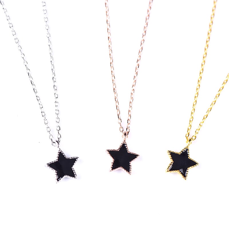 Tiny Blackstar Pendant and Necklace
