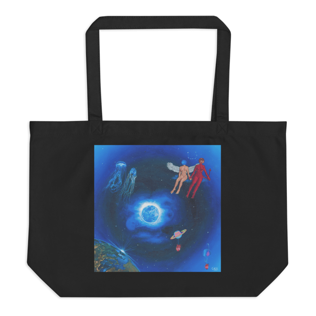 Once in a blue moon large tote bag