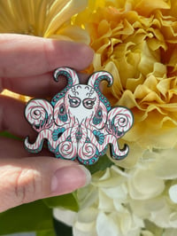 Image 1 of 2 Inch Trans Pride Octopus enamel pin - Black Nickel
