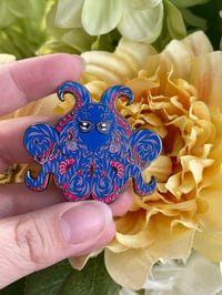 Image 1 of 2 Inch Bisexual Pride Octopus enamel pin - Black Nickel