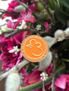 1 inch Mouse soft enamel pin - retro orange with Antique Gold