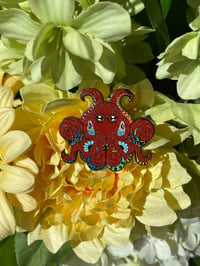 Image 2 of 2 Inch Progressive Pride Flag Octopus enamel pin - Black Nickel