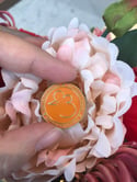 1 inch Mouse soft enamel pin - retro orange with Antique Gold