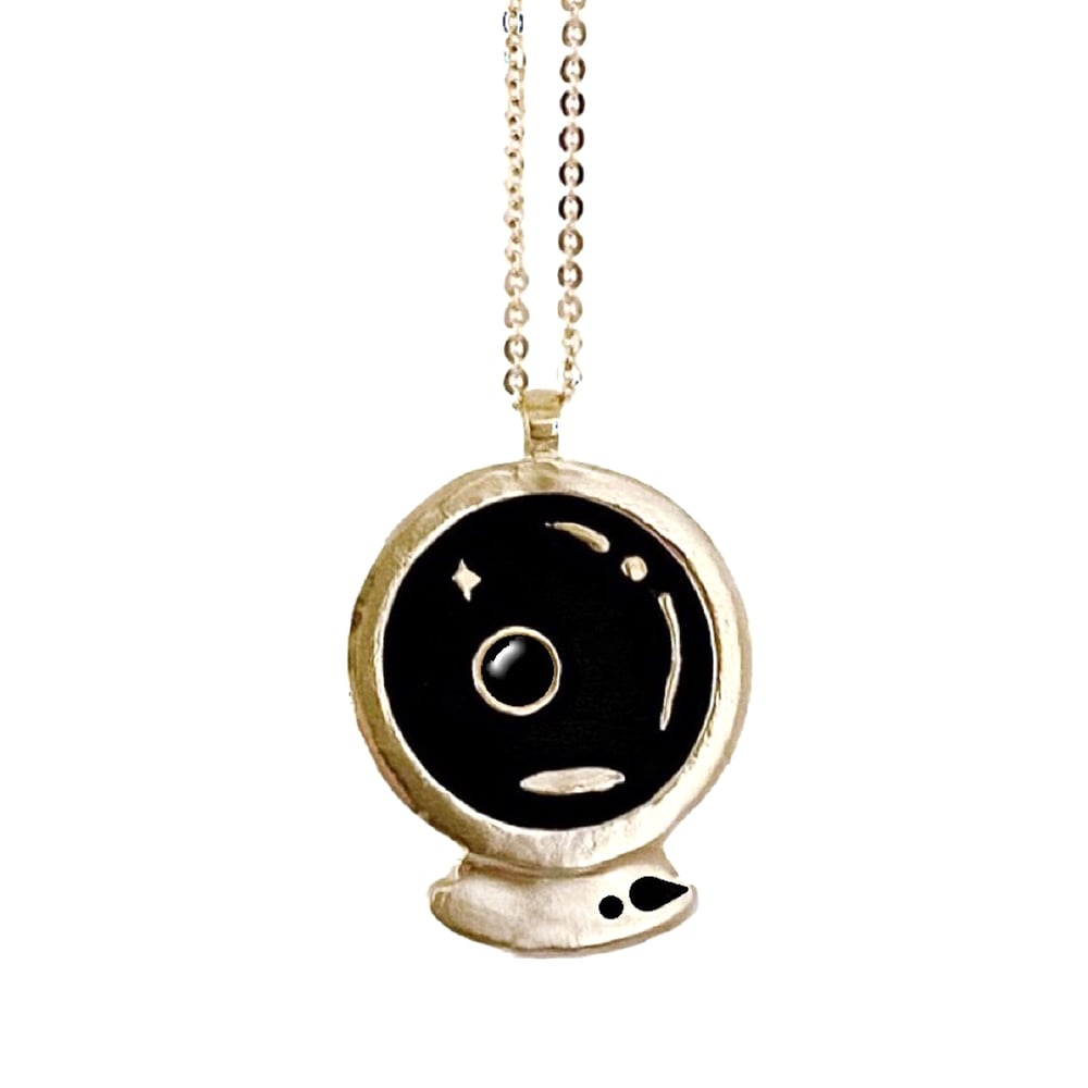 Image of Crystal Ball Necklace with Black Onyx