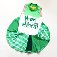 Image 1 of happy camper green tiedye greens 6/7 courtneycourtney tank sleeveless twirl dress twirly