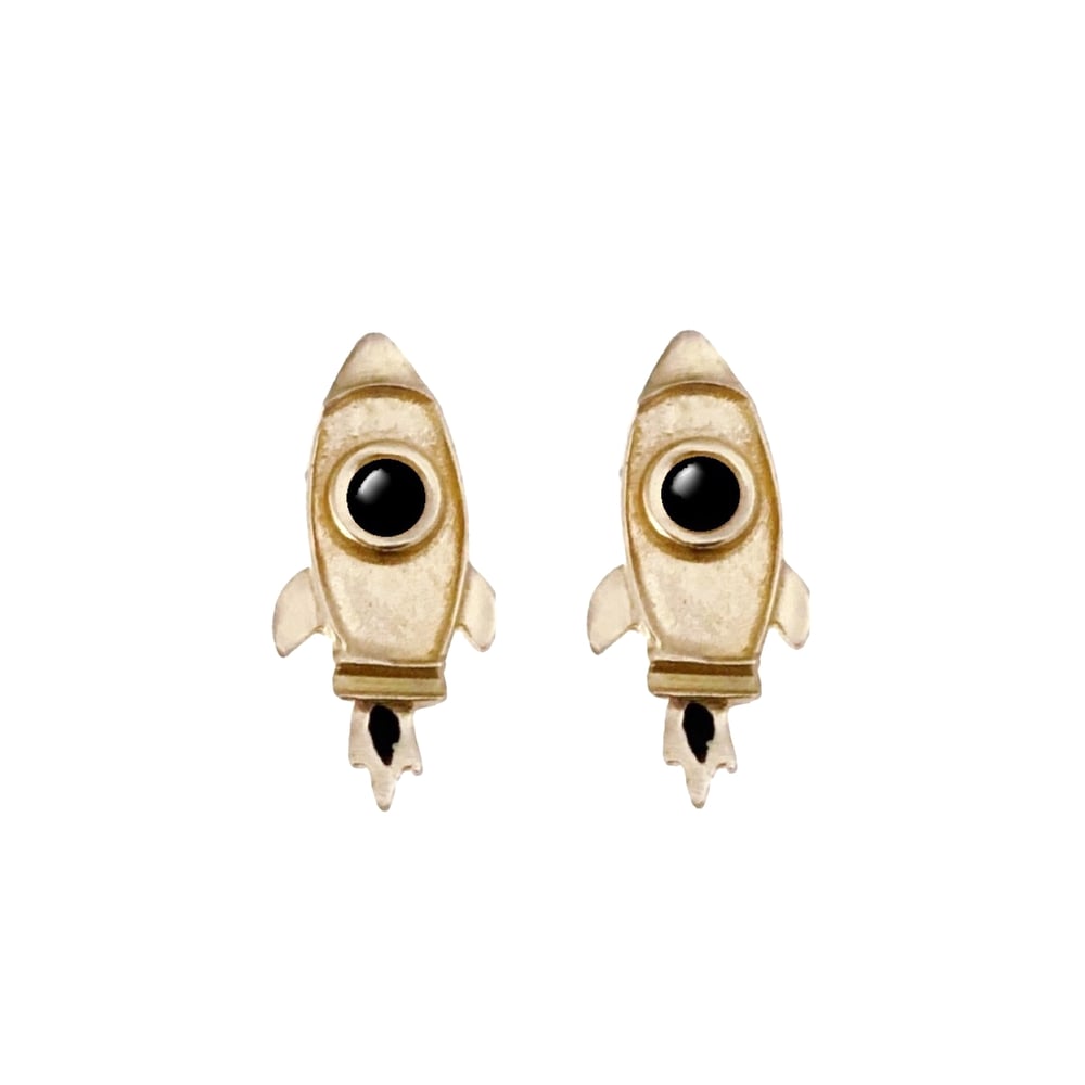Image of Rocket Earrings with Black Onyx