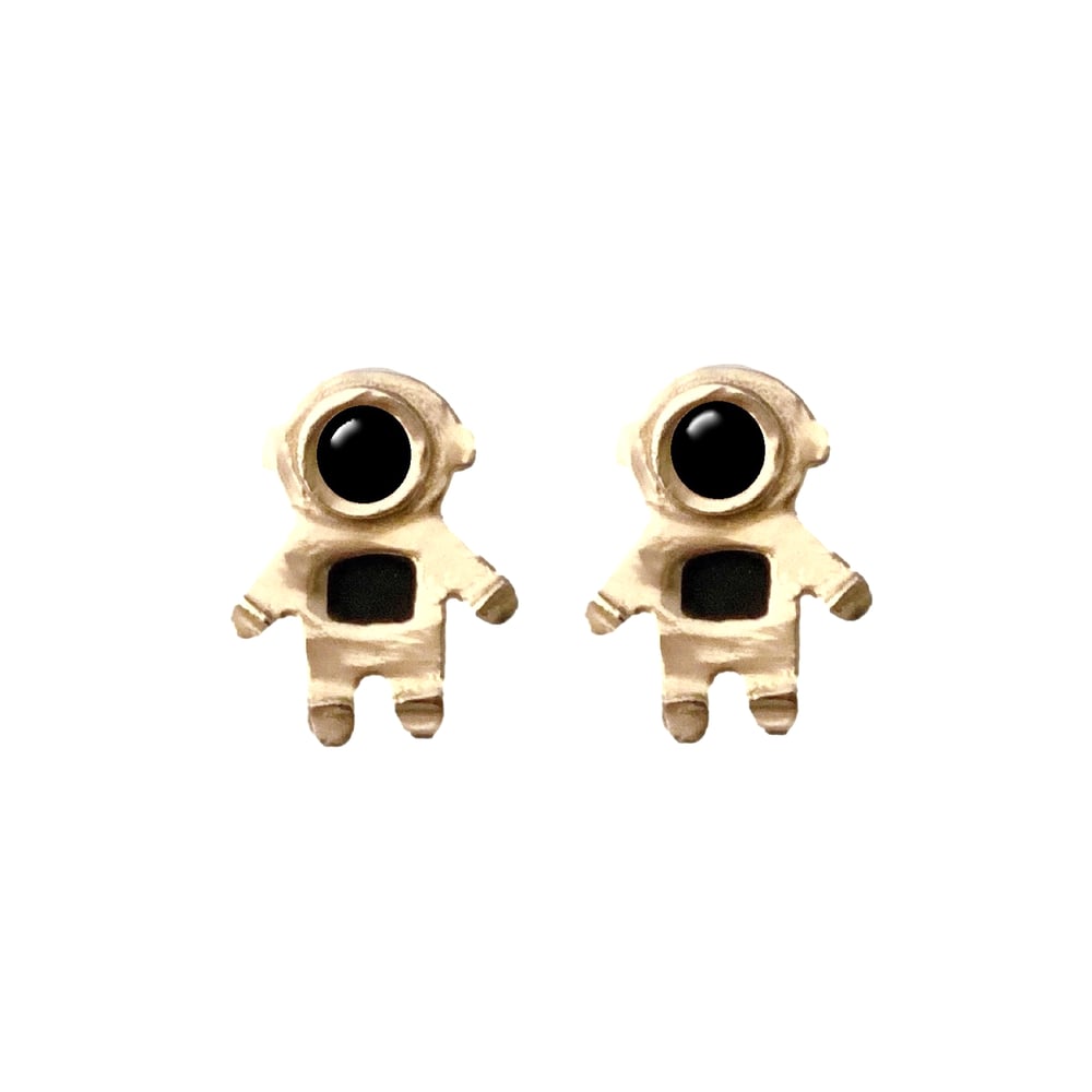 Image of Astronaut Earrings with Black Onyx