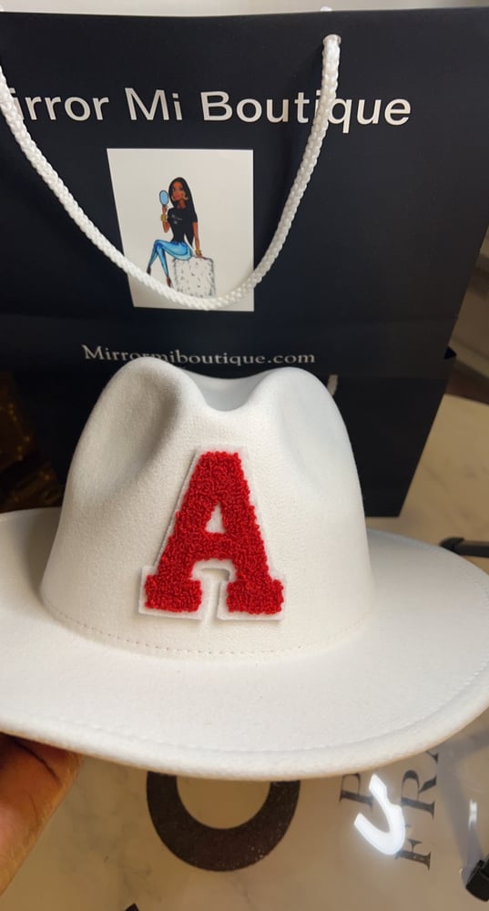 Image of Dirty Diana Fedora in Varsity Letter Smoke White w/Red Bottom