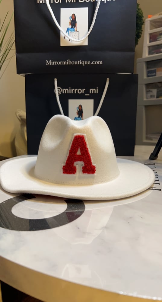 Image of Dirty Diana Fedora in Varsity Letter Smoke White w/Red Bottom