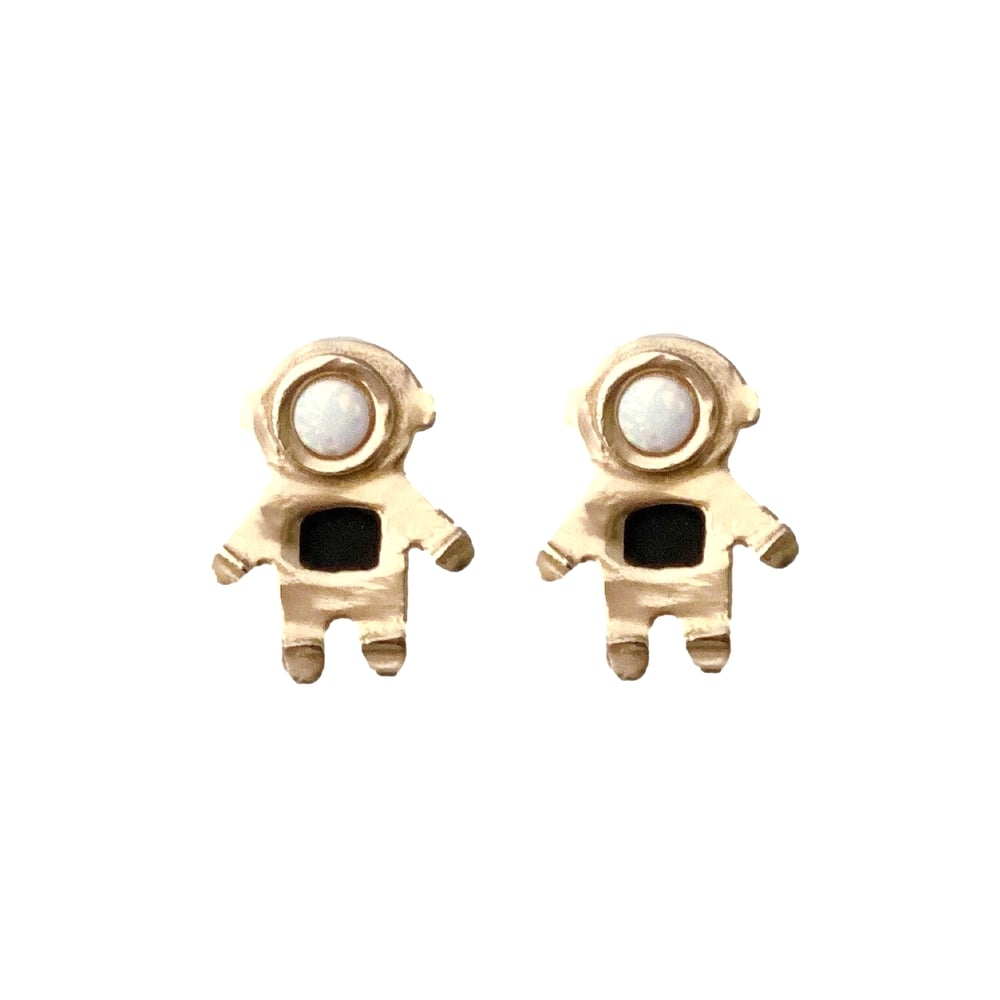 Image of Astronaut Earrings with Opal