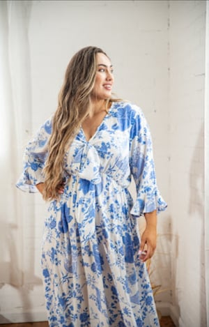 Image of Arielle Tie Front Midi Dress. Paisley. Dani Marie the Label.