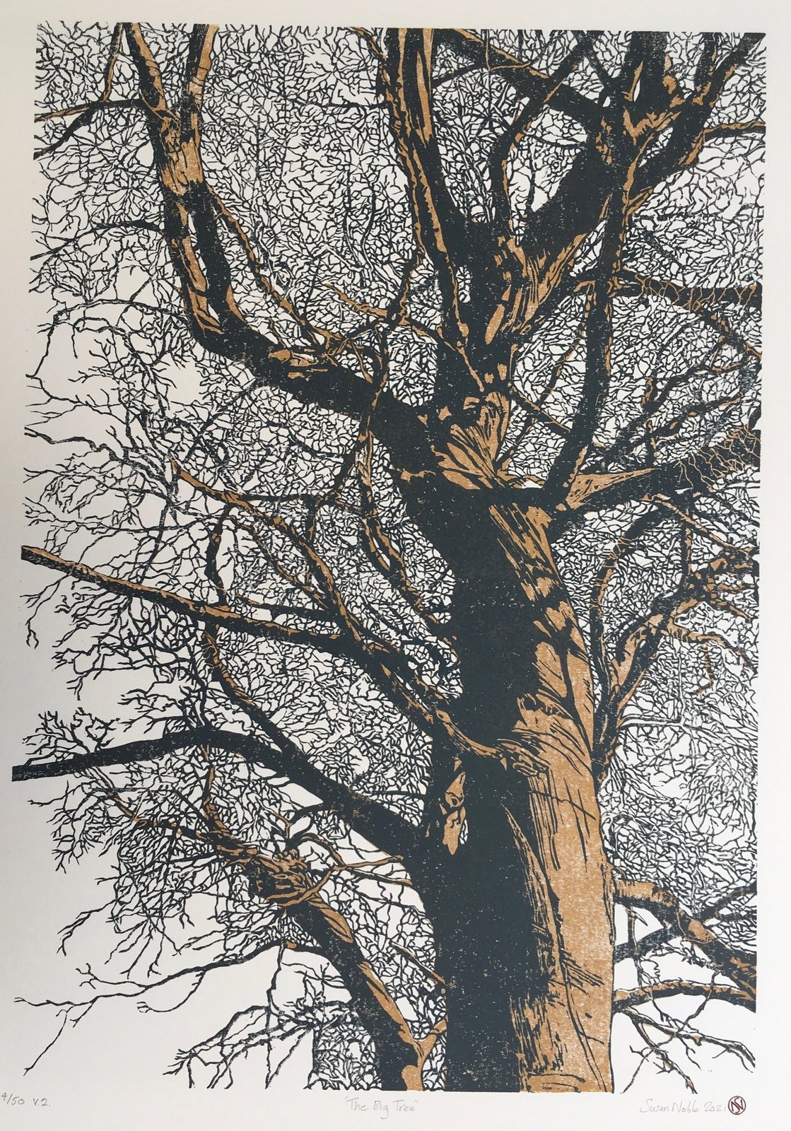 linoleum tree prints