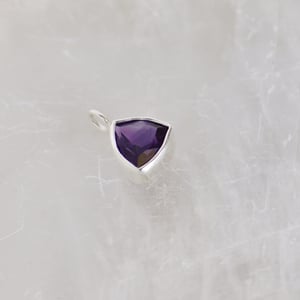 Image of Bluish Amethyst trillion cut silver necklace