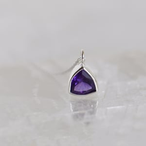 Image of Bluish Amethyst trillion cut silver necklace