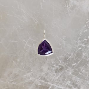Image of Bluish Amethyst trillion cut silver necklace