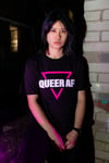 QUEER AF / Pink Triangle T-shirt (Black)  - WAS €30, NOW ONLY €20.00