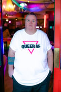 QUEER AF / Pink Triangle T-shirt (White)