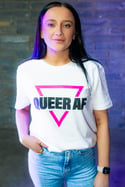 QUEER AF / Pink Triangle T-shirt (White)