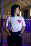 PINK TRIANGLE  small T-shirt (White)