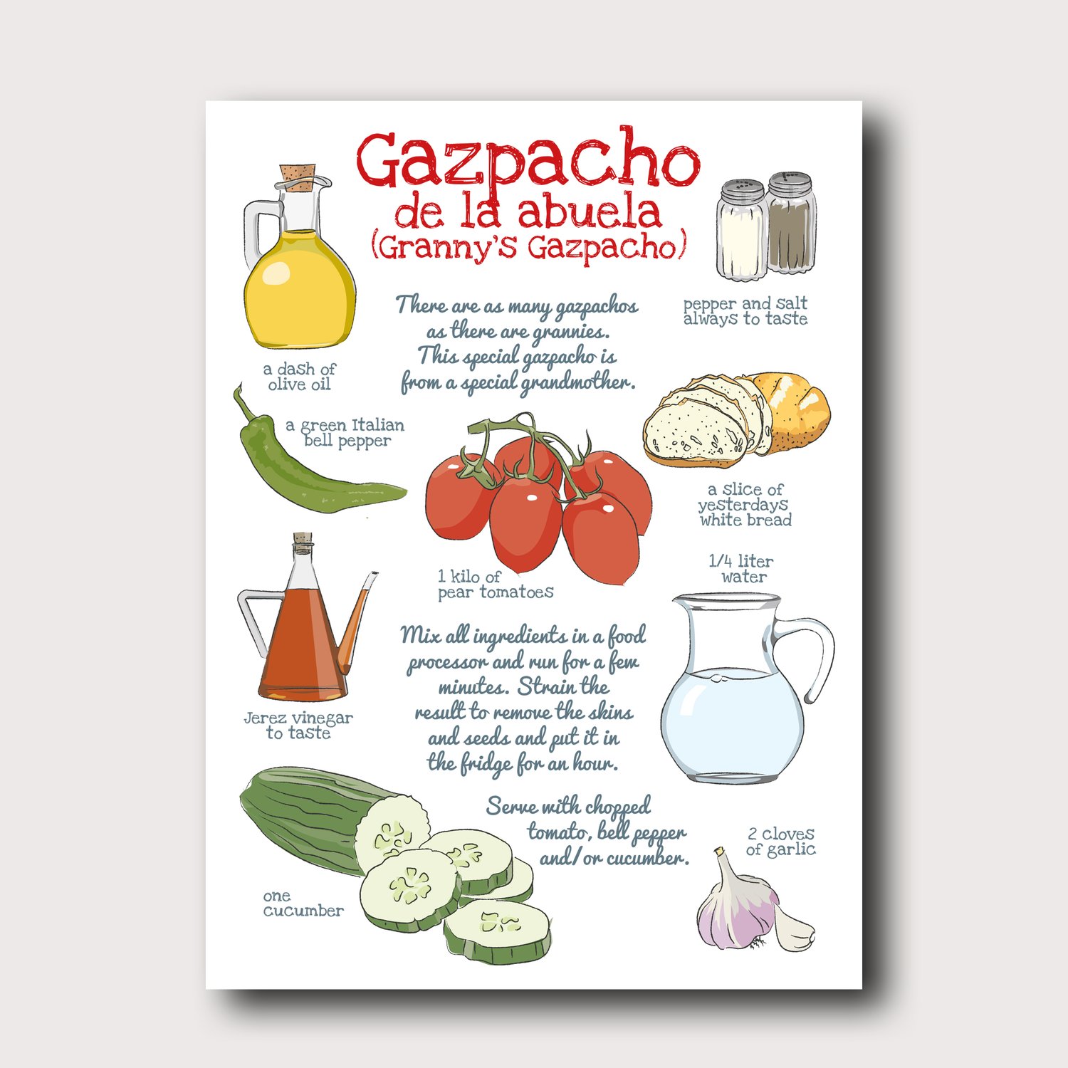 Recipe Granny's Gazpacho/Receta Gazpacho de la Abuela