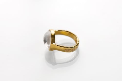 Image of "Light and clarity" gold plated silver ring with rock crystal · LUX ET CLARITAS ·