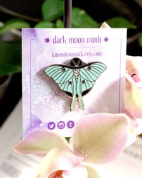 Image 3 of Dark Moon Moth Enamel Pin