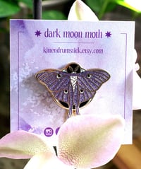 Image 4 of Dark Moon Moth Enamel Pin