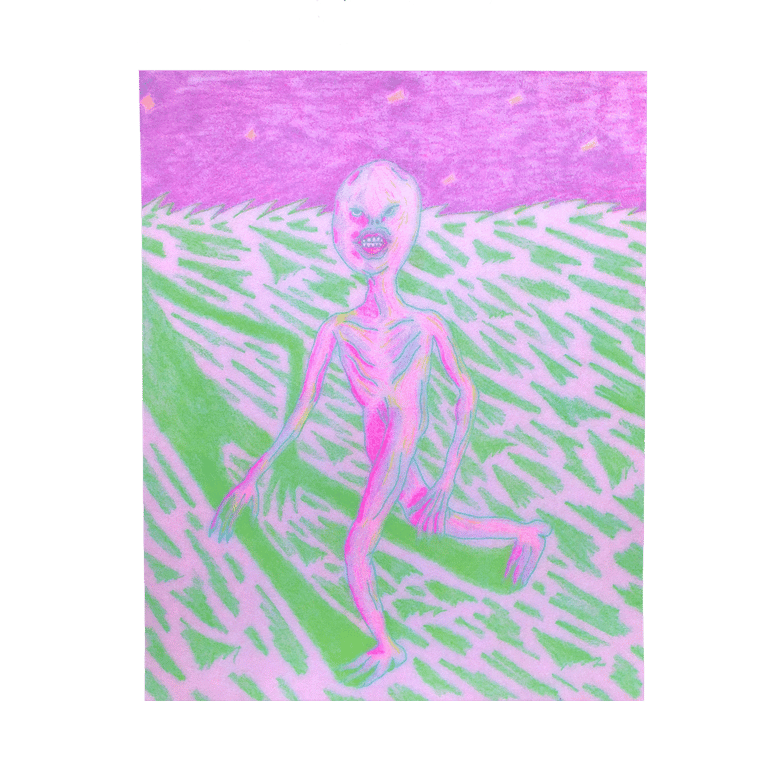 Image of aaahh alien in the field! aah!!! (print)