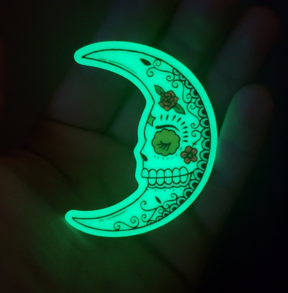 La Luna Calavera Glow in the Dark Sticker 