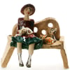 Quirky Crazy Cat Lady in Burgundy Maroon with 3 Cats