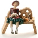 Quirky Crazy Cat Lady in Burgundy Maroon with 3 Cats