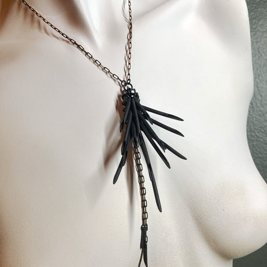 Image of Shimmer Pendant 3 Black & Brass Chain