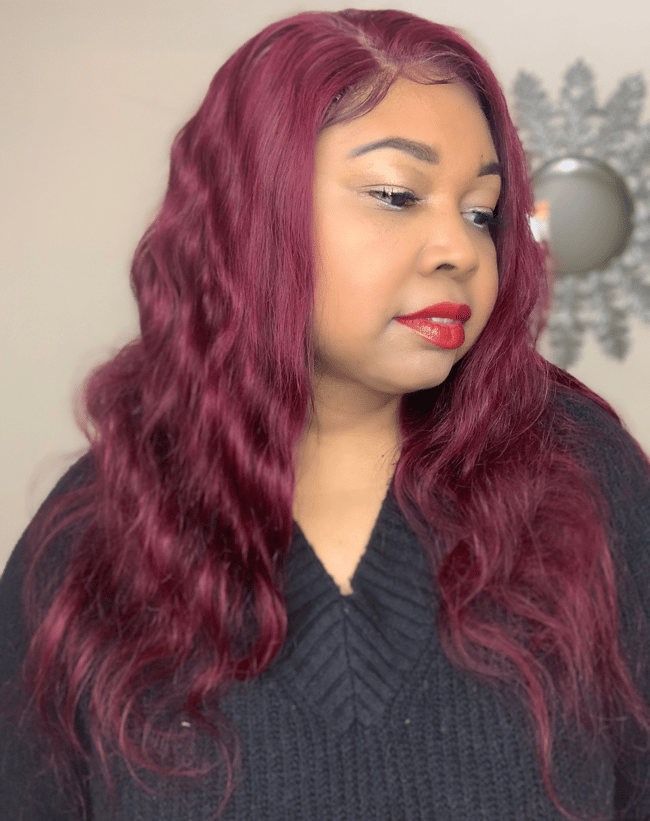 Hermosa Hair 99J Straight/Body 5x5 HD Lace Closure Wig