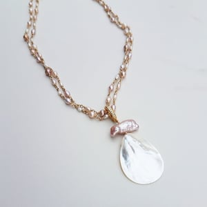 Pink Pearl & Shell Drop Charm