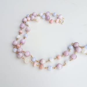 Kunzite, Pink Opal, Agate, & Moonstone Necklace