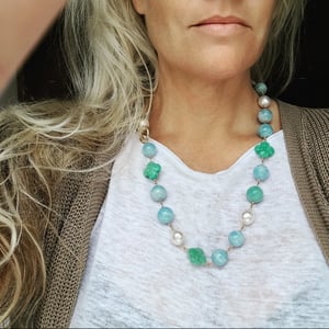 Aquamarine & Australian Pearl Necklace
