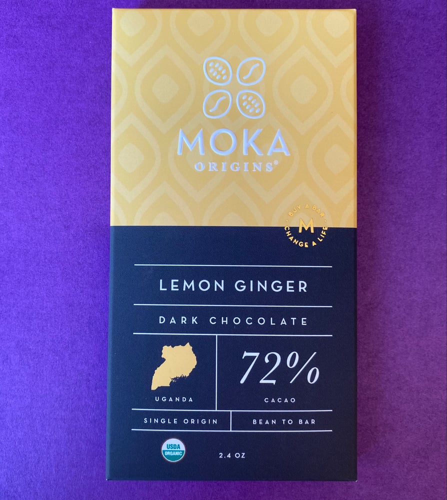 Image of Moka Origins 72% Uganda Dark Chocolate with Lemon Ginger