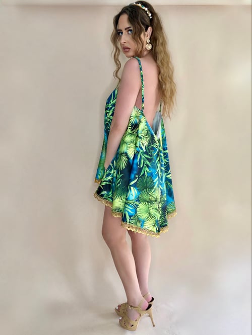 Image of Green Tropical Swing Dress