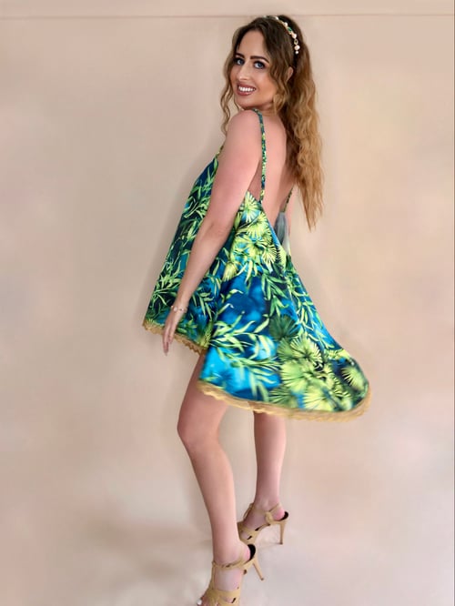 Image of Green Tropical Swing Dress