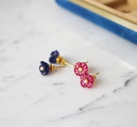 Image 3 of Ruby Pansy Stud Earring