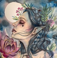 Image 2 of Cottagecore Elf girl print. Watercolour fantasy art.