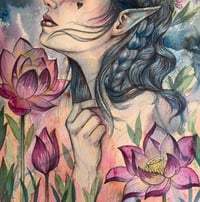 Image 3 of Cottagecore Elf girl print. Watercolour fantasy art.
