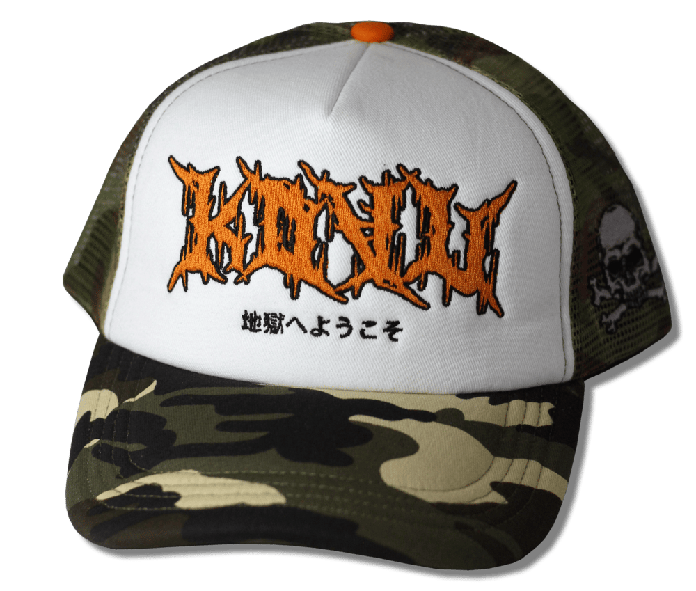 Image of KOVU "WELCOME TO HELL" Trucker Hat Camo