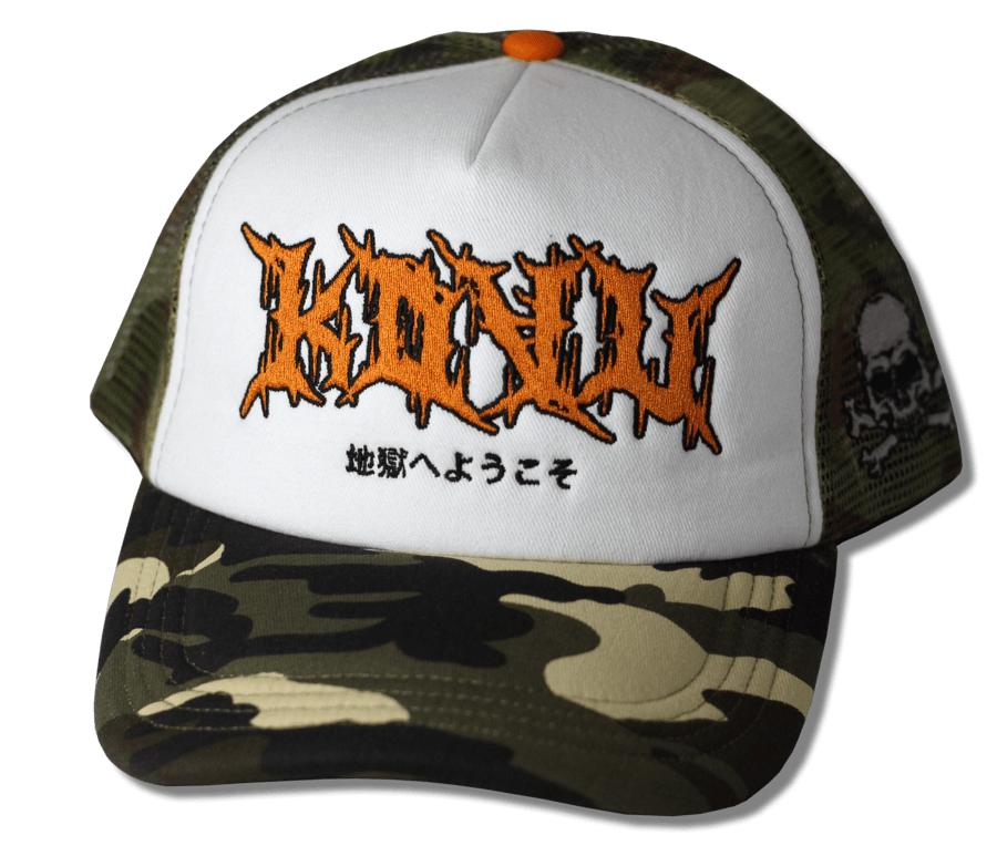 Image of KOVU "WELCOME TO HELL" Trucker Hat Camo
