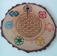 Chakra crystal grid/Tarot/Tasseomancy Wood Slice