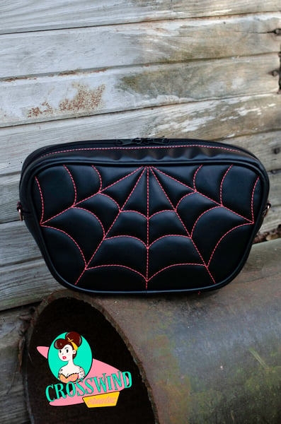 Image of StickShift - Black with Neon Coral Spiderweb