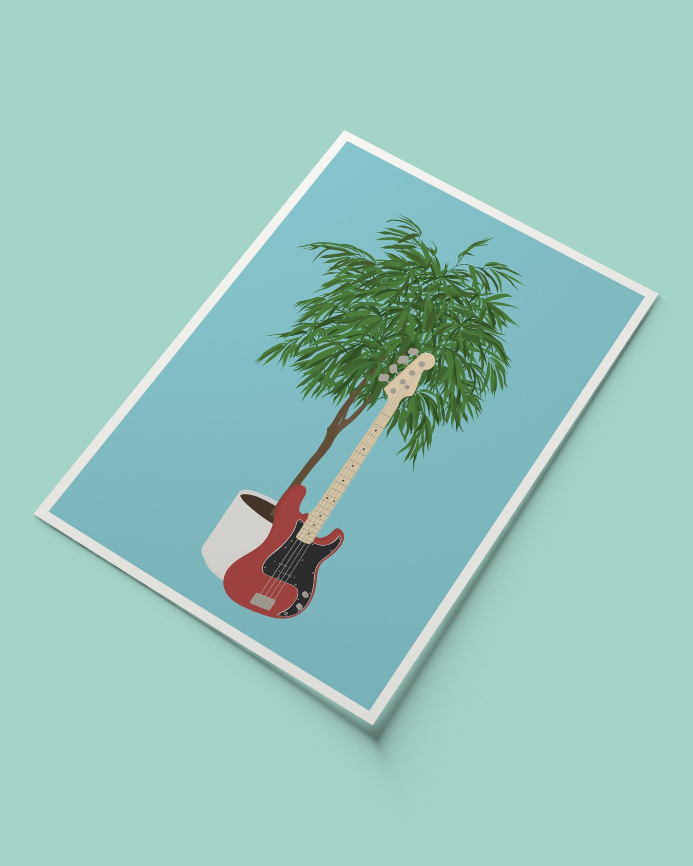 Image of Bass Guitar Houseplant Print