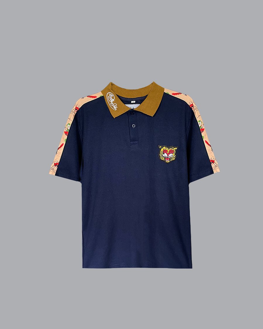 Image of The Red Bird Polo in Midnight Blue