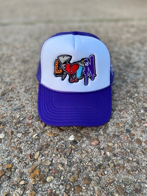 White & Purple Trucker Cap