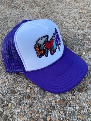 White & Purple Trucker Cap